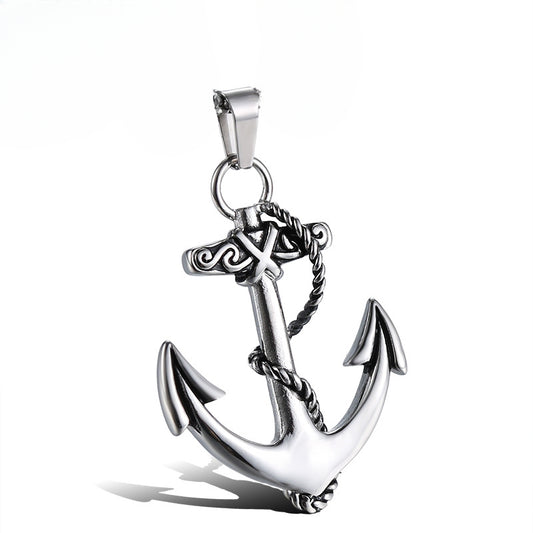 Trendy European-American Titanium Steel Anchor Pendant for Men – Personalized Retro Jewelry