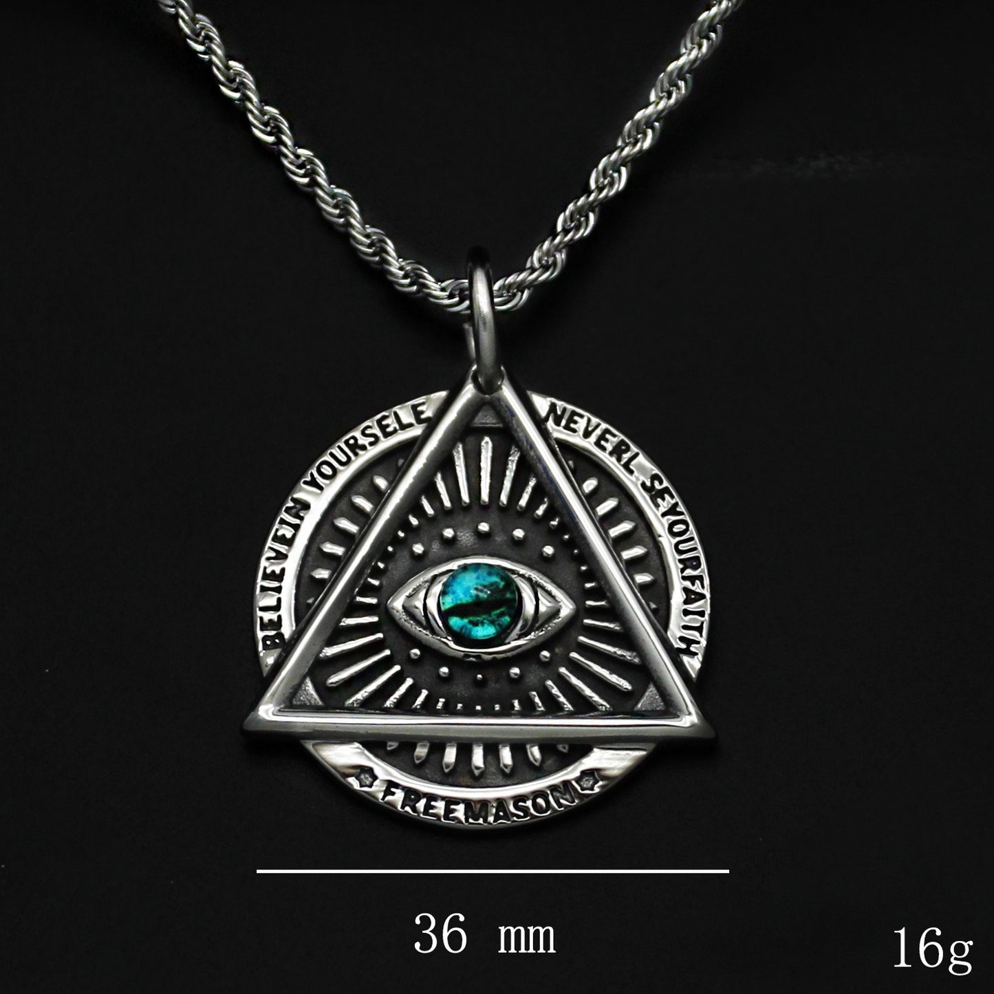 Steel Necklace - Vintage Triangular Devil's Eye Pendant