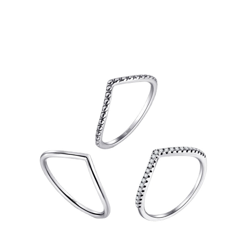 Minimalist Geometric Arrow Sterling Silver Ring with Zircon