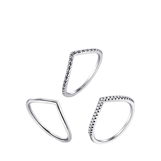 Minimalist Geometric Arrow Sterling Silver Ring with Zircon