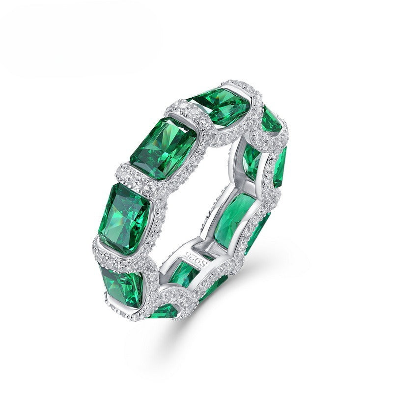 Planderful Classic Lab-Grown Emerald Sterling Silver Ring – Style 1