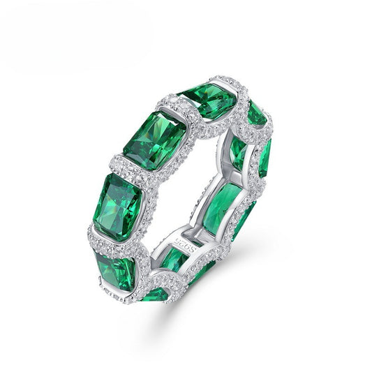 Planderful Classic Lab-Grown Emerald Sterling Silver Ring – Style 1