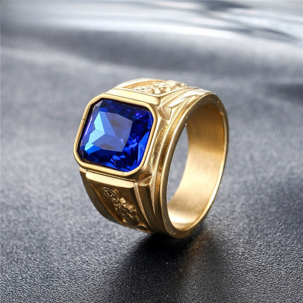 Personalized Gold Plated Titanium Steel Ring For Men Unisex Protection Statement Planderful Jewelry