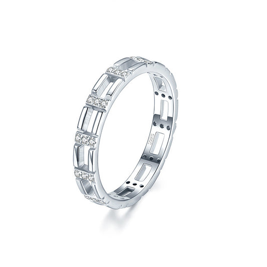 925 Sterling Silver Zircon Overlapping Ring