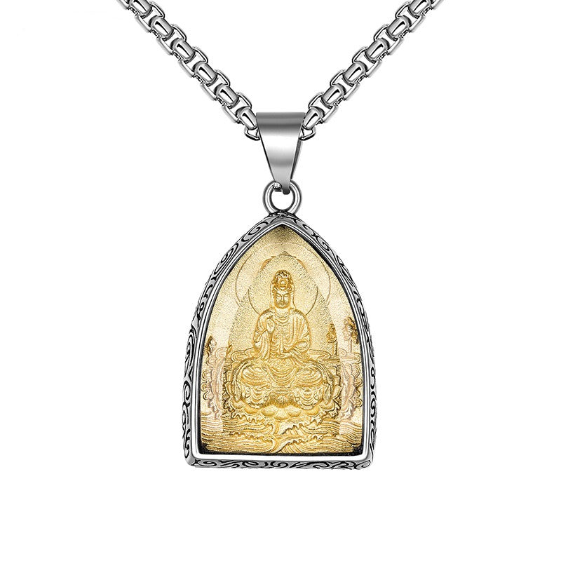 Titanium Steel Necklace – Vintage Thai Amulet Style For Everyday Winter Wear Gift For Boyfriend