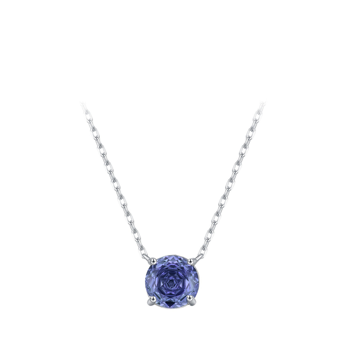 925 Sterling Silver Tanzanite-Color Rose-Cut Necklace