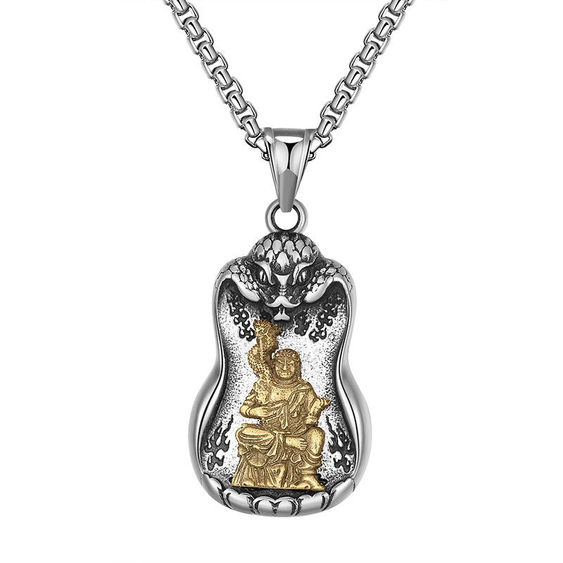 Steel Necklace – Elegant Eight Patron Saints Zodiac Buddha Pendant For Men Everyday Wear Gift