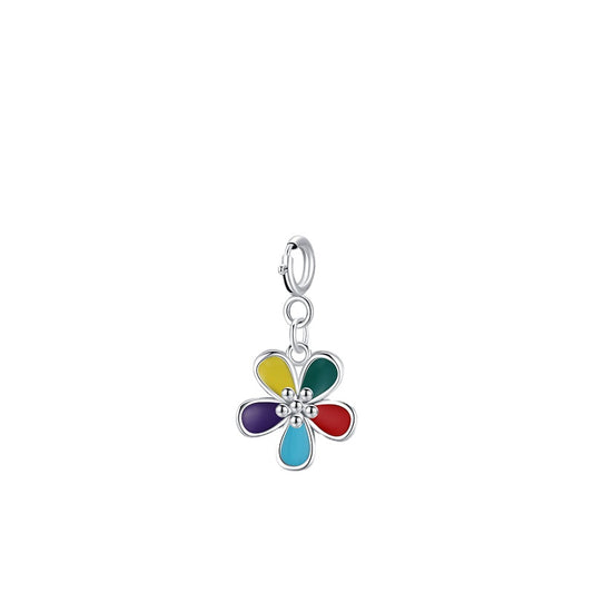 Colorful Flower Sterling Silver Pendant Necklace
