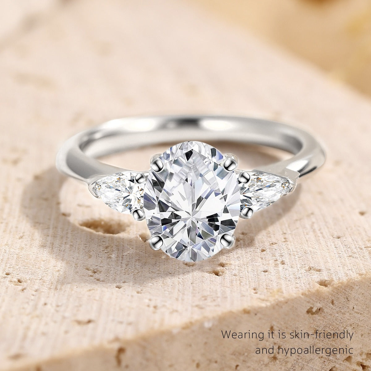 Oval Egg-Shaped S925 Sterling Silver Women's Ring