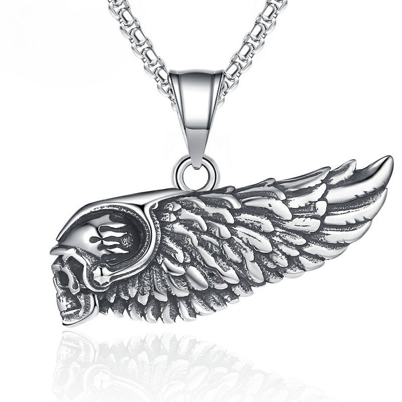 Steel Necklace – Statement Gothic Skull Wings For Bold Men Who Love Edgy Style Today