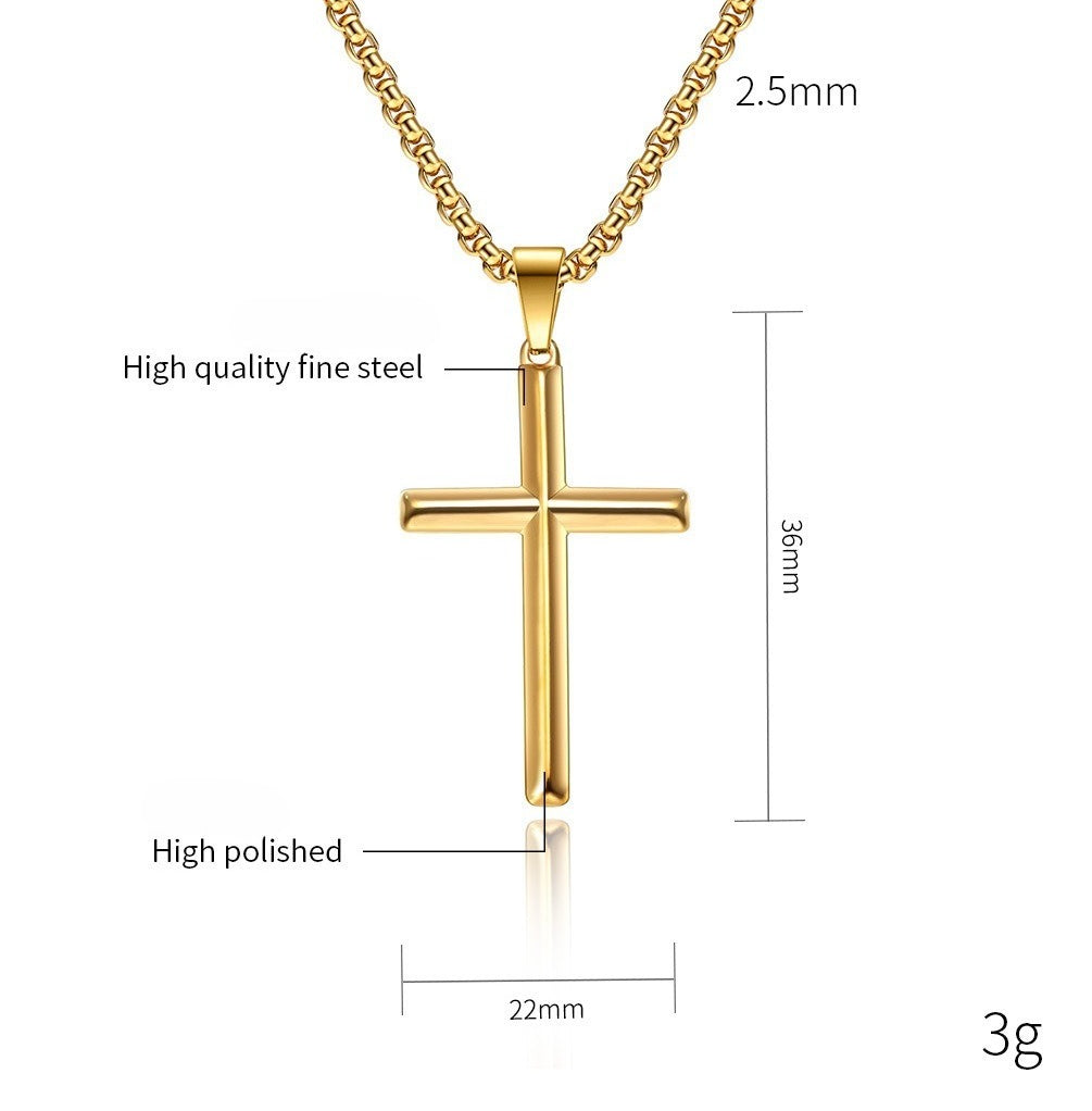 Planderful Cross Necklace Stainless Steel With Rhombus Mirror Pendant For Unisex Wear Timeless Minimalist