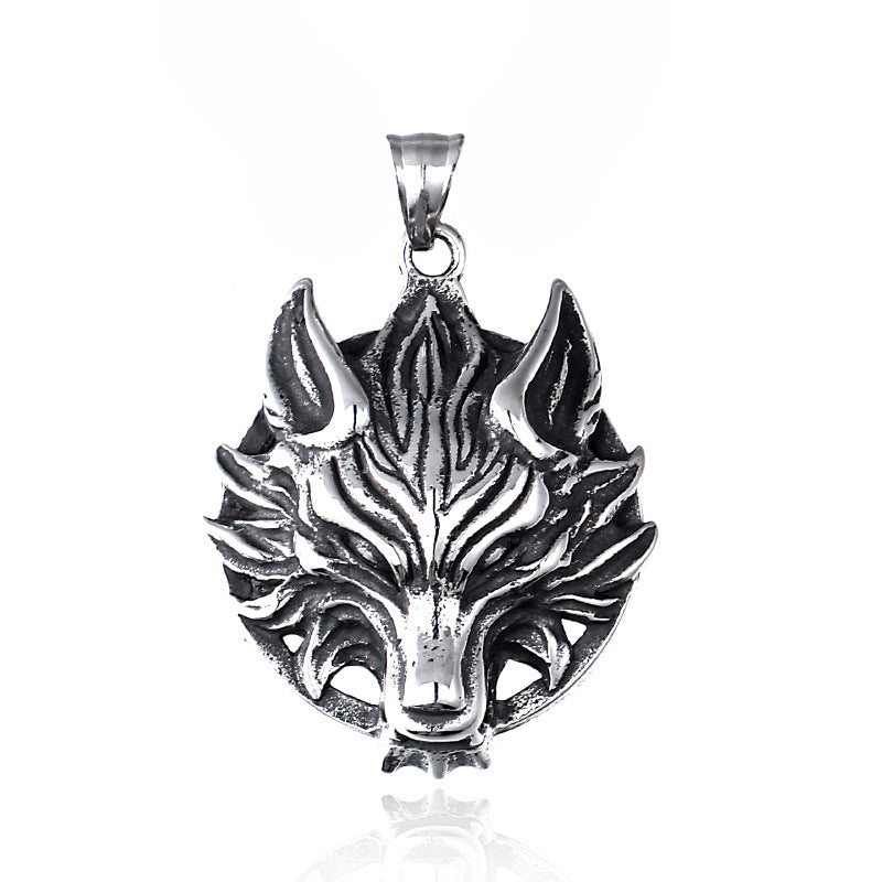 Viking Wolf Totem Pendant - Retro Gothic Men's Jewelry in Wholesale Stainless Steel