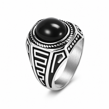 Stainless Steel Gemstone Vintage Black Ring