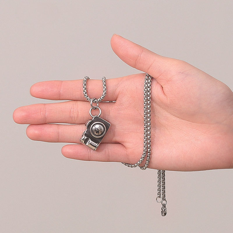Titanium Steel Necklace – Vintage Retro Camera-Inspired Pendant For Men Planderful