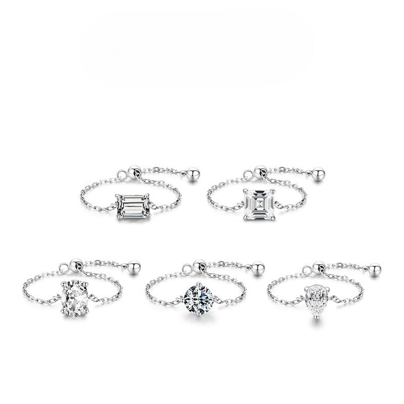 925 Sterling Silver Chain Zircon Ring
