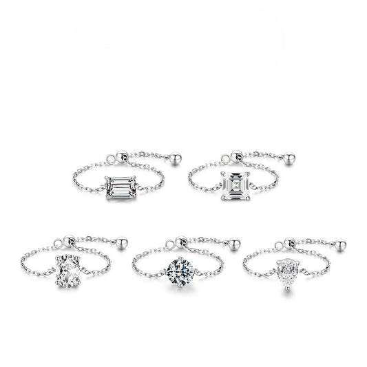 925 Sterling Silver Chain Zircon Ring