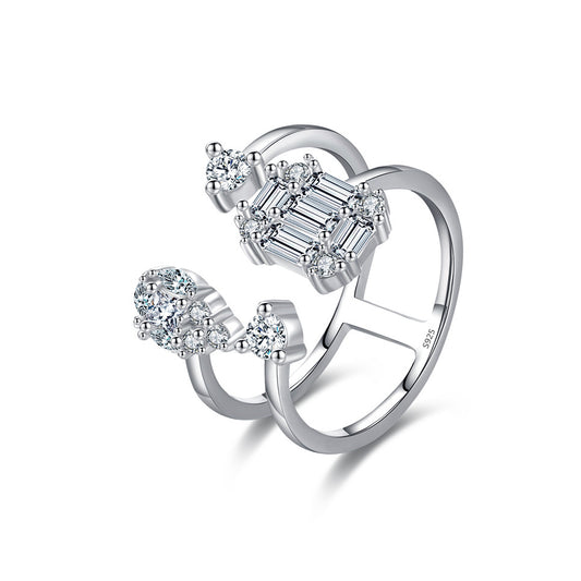 Luxurious Double Layer Geometric Zircon Ring for Women