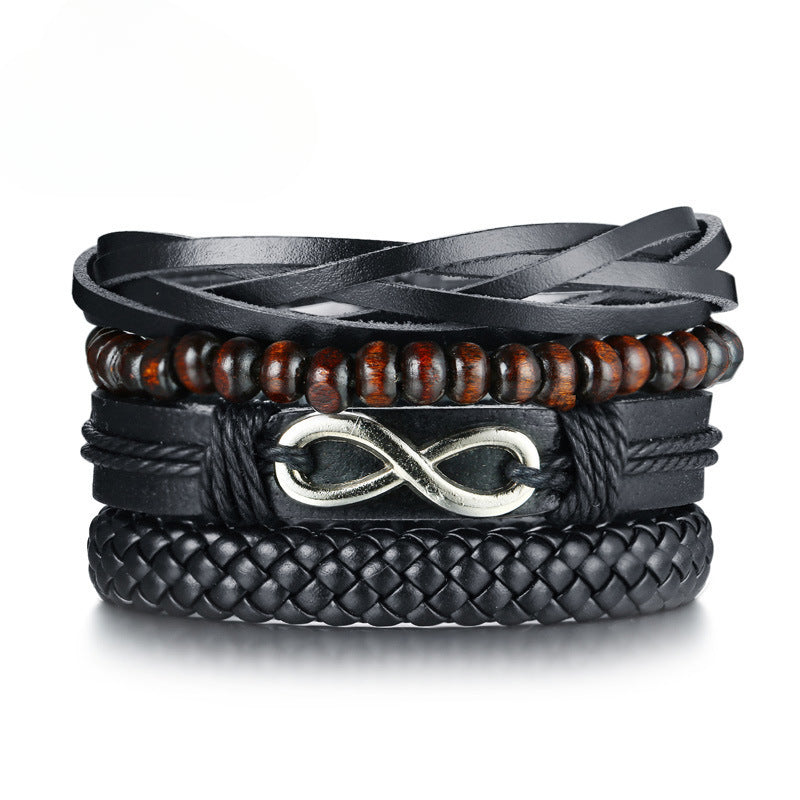 Hipster With Jewelry Alloy Infinity Wood Beads Set For Men
