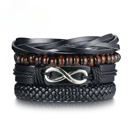 Hipster With Jewelry Alloy Infinity Wood Beads Set For Men