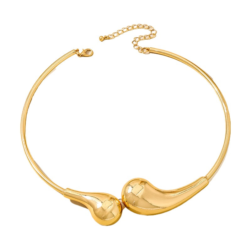Planderful Vienna Verve Necklace – Exaggerated Retro Gold Water Drop Design
