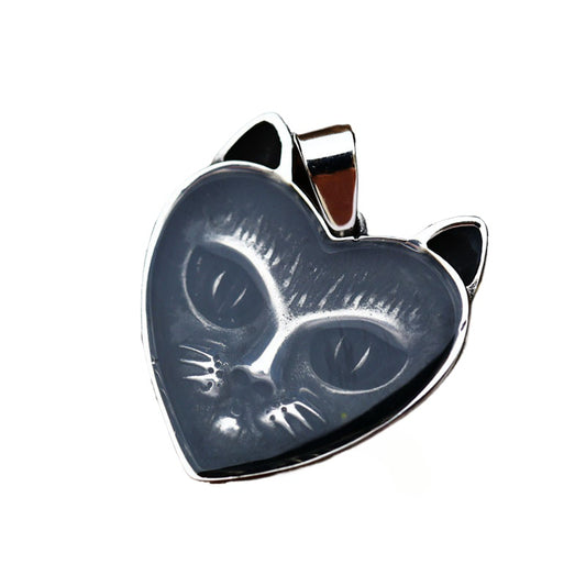 Personalized Titanium Steel Fox Pendant and Heart-Shaped Pendant for Men - Wholesale Fashion Jewelry