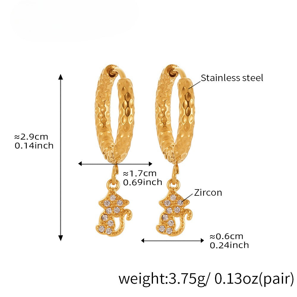 Planderful 18K Gold Plated Zircon Animal Earrings Women