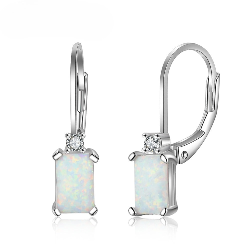 Planderful Jewelry Opal Hoop Earrings Sterling Silver 925 Elegant Everyday Accessory For Her