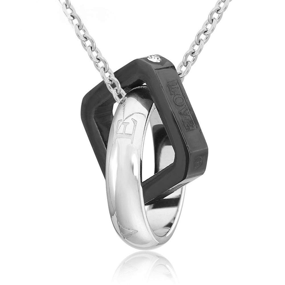 Square Pendant Necklace For Men And Women By Planderful Titanium Steel Unisex Protection Charm