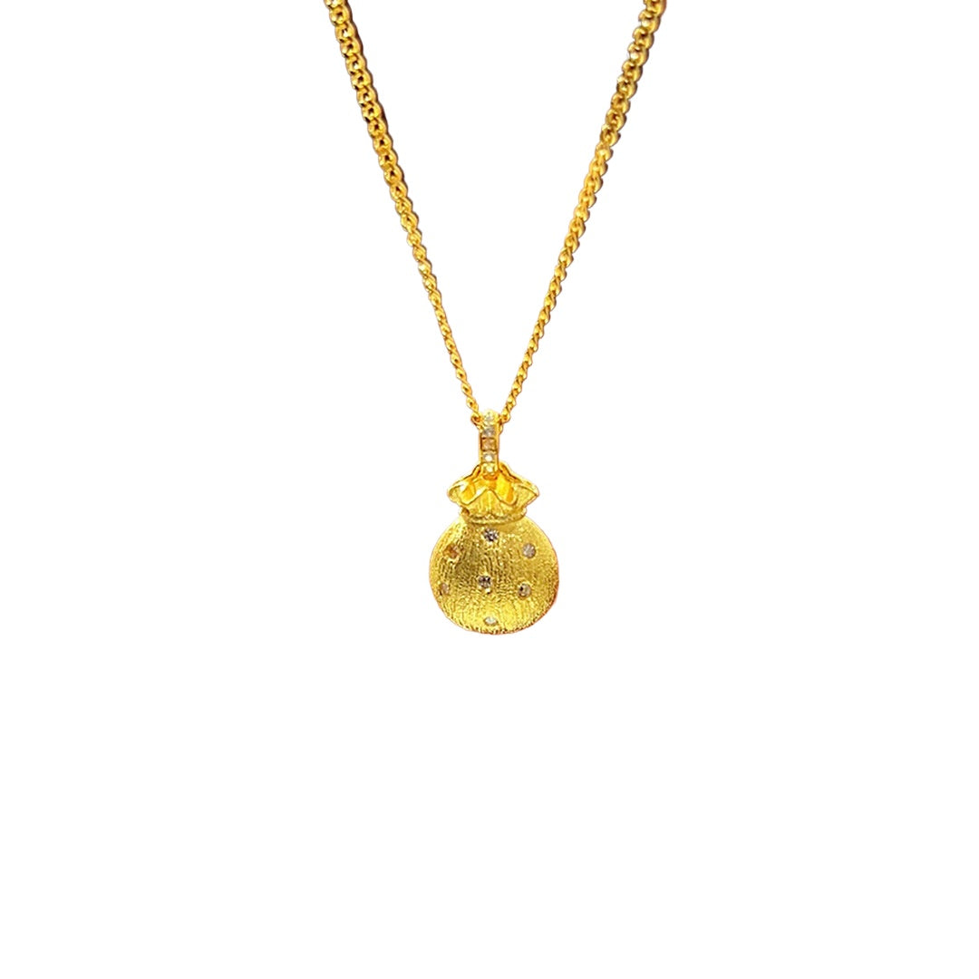 Full of Luck Brushed Small Lucky Bag Necklace for Women