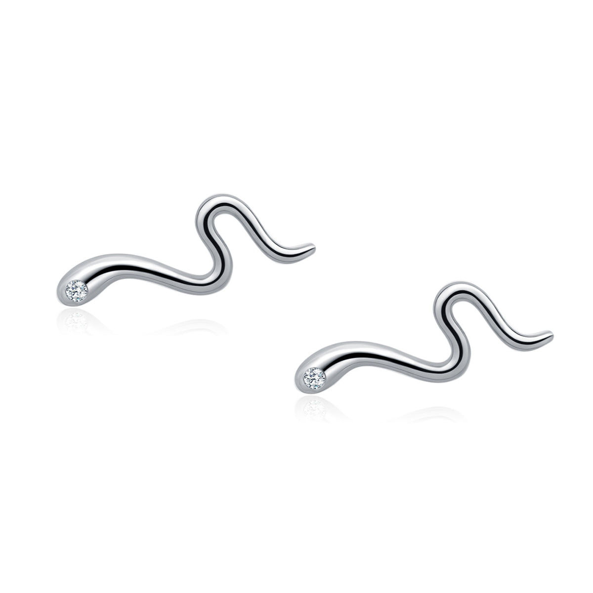 Planderful Everyday Genie Snake Stud Earrings – Elegant Mini Design in Sterling Silver