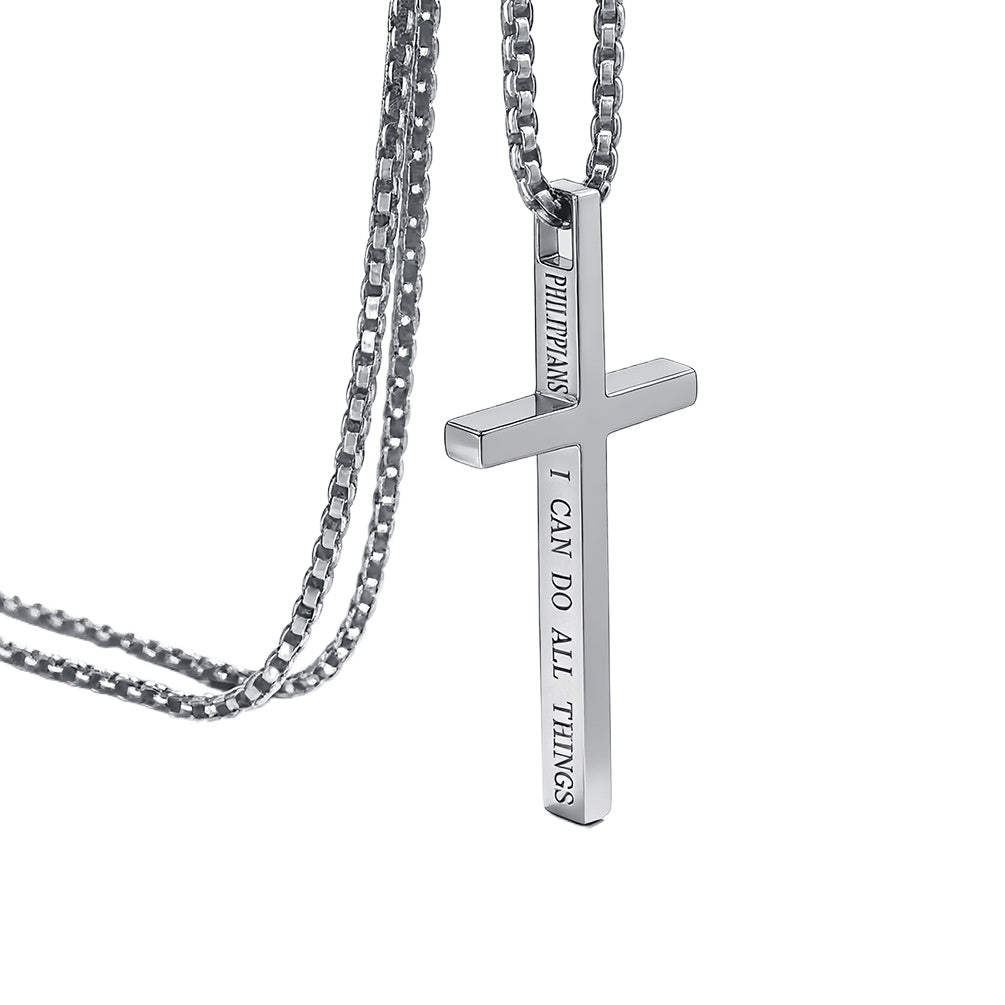 Steel Necklace - Minimalist Unisex Cross Pendant