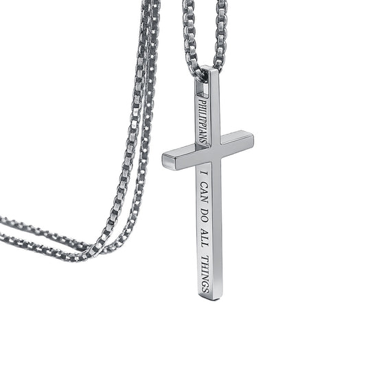 Steel Necklace - Minimalist Unisex Cross Pendant