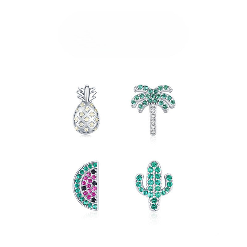 925 Sterling Silver Pineapple Watermelon Earrings