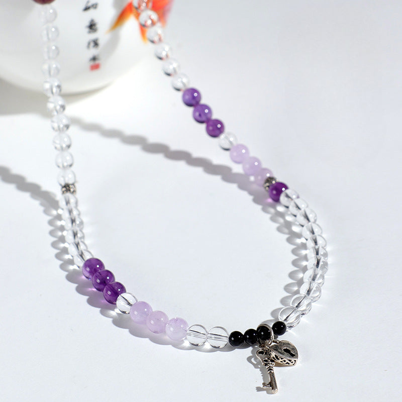 Planderful Fortune's Favor Heart Lock Bracelet – Luxurious Grape Stone and Crystal Design