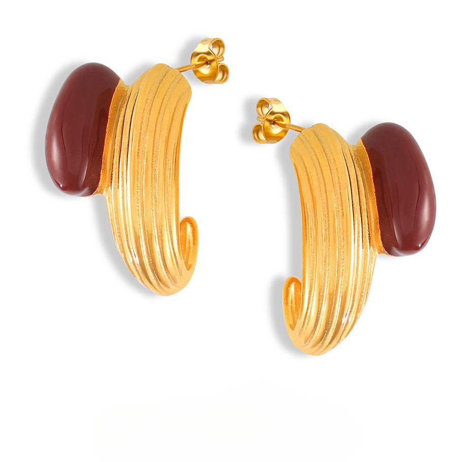 Niche Elegant British Retro Glazed Steel Earrings