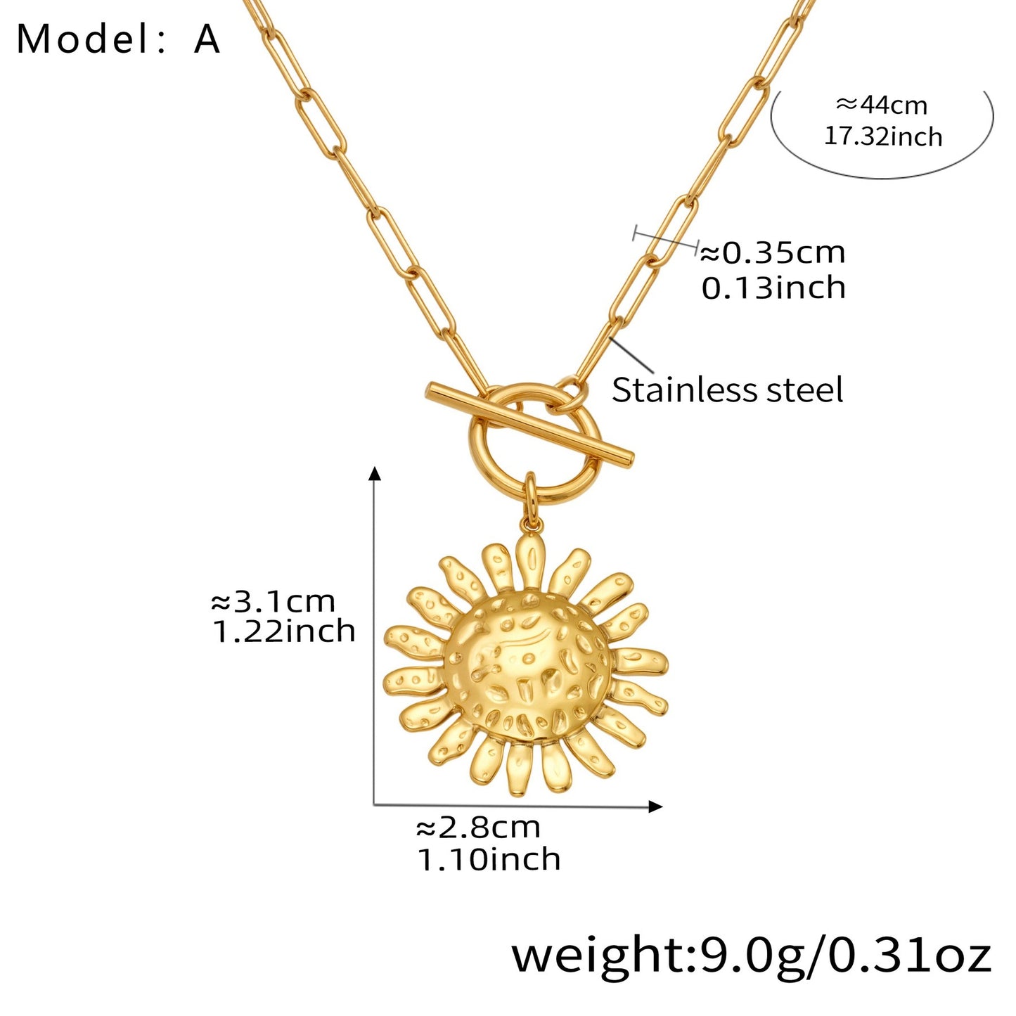 Planderful Genie Sunflower Hammer Necklace Women 18K