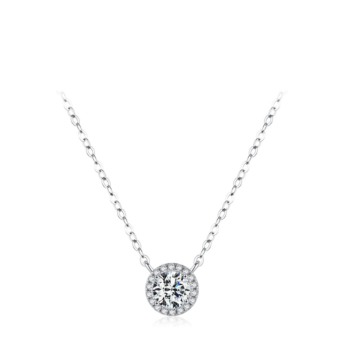 925 Sterling Silver 1 ct Geometric Moissanite Necklace