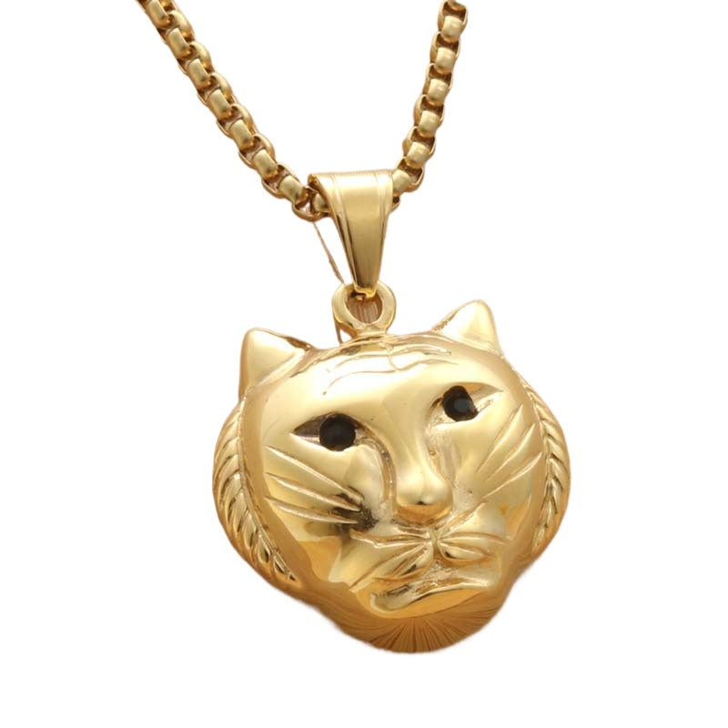 Titanium Steel Tiger Pendant Necklace for Men - Personalized Punk Retro Design