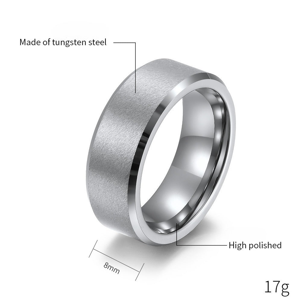 Planderful Tungsten Steel Ring Unisex Minimalist Sand Surface 6-10mm Everyday Genie Jewelry