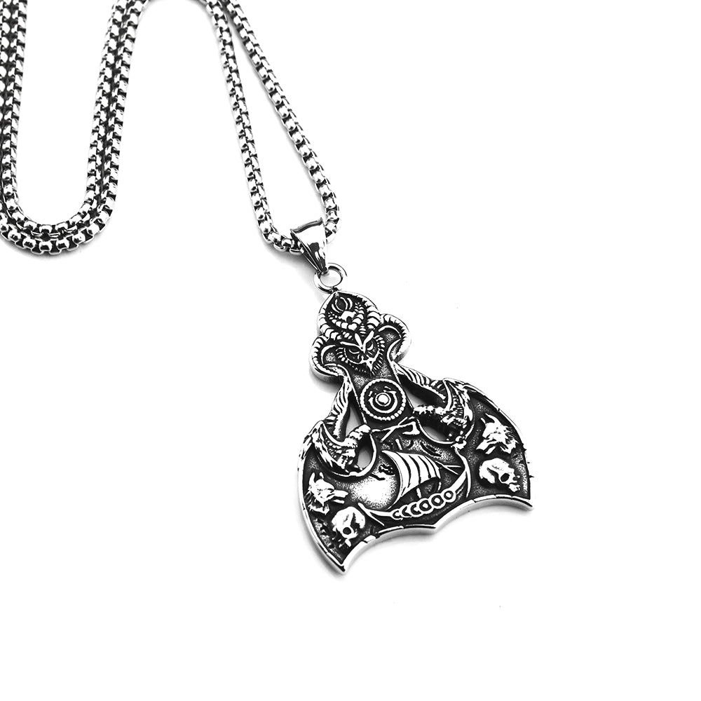 European And American Retro Men's Pendant Stainless Steel Viking Odin Element Pendant