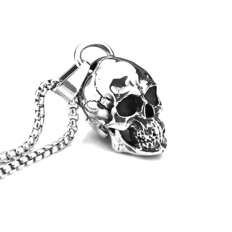 Planderful Punk Skull Pendant For Men In Titanium Steel Personalized Retro Domineering Necklace