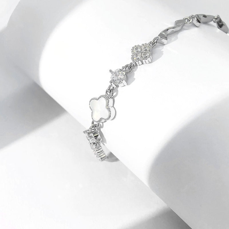 Clover White 925 Sterling Silver Bracelet