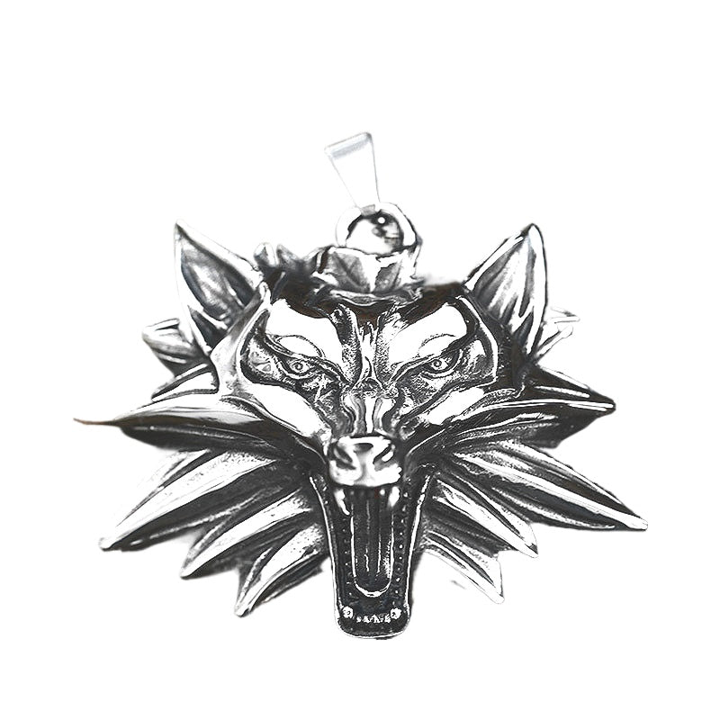 Titanium Steel Wolf Head Pendant - Retro European and American Style for Men, Wholesale Manufacturer
