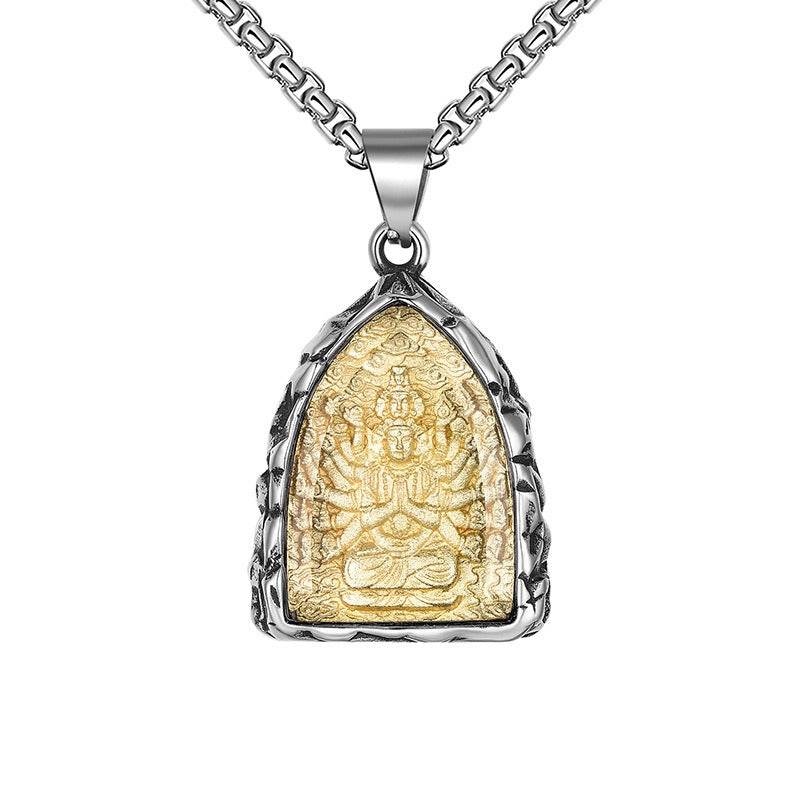 Stainless Steel Necklace - Statement Patron Saints Pendant