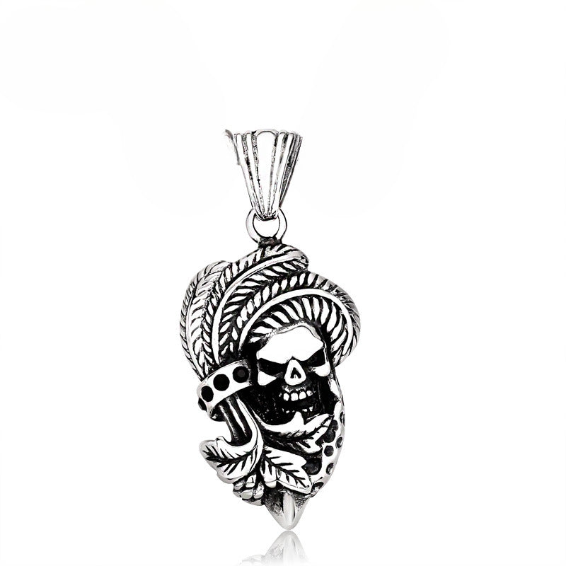 Personalized Titanium Steel Skull Pendant for Men - Creative Wholesale Jewelry Accessory