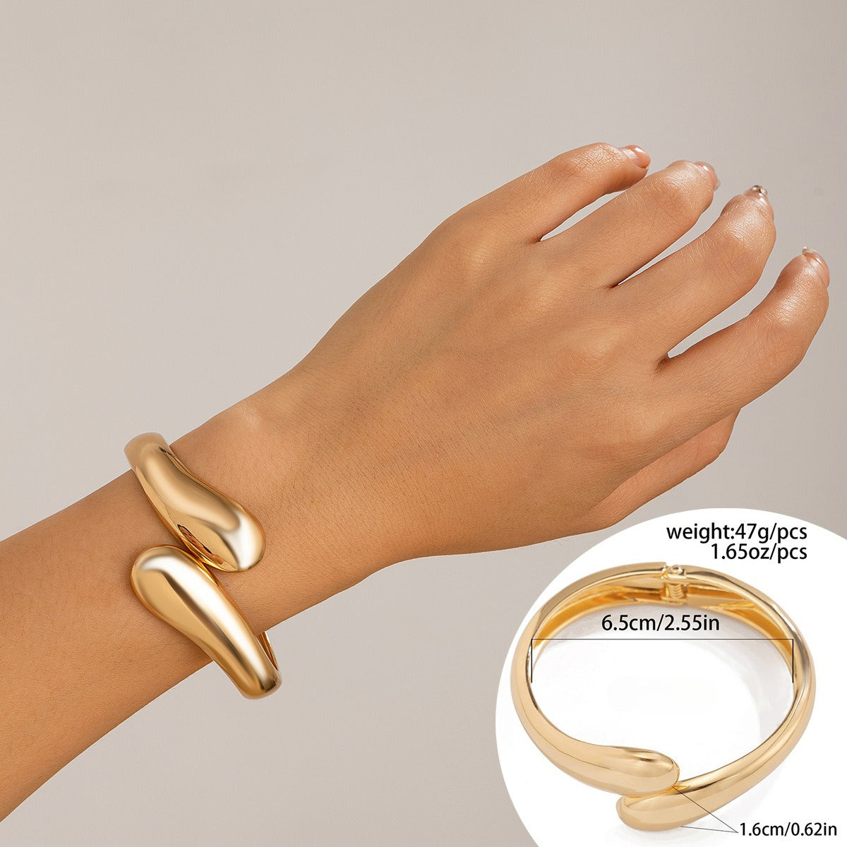 Planderful Water Drop Bracelet With Hug Opening Design And Personalized Double Ring Spring Buckle For Women