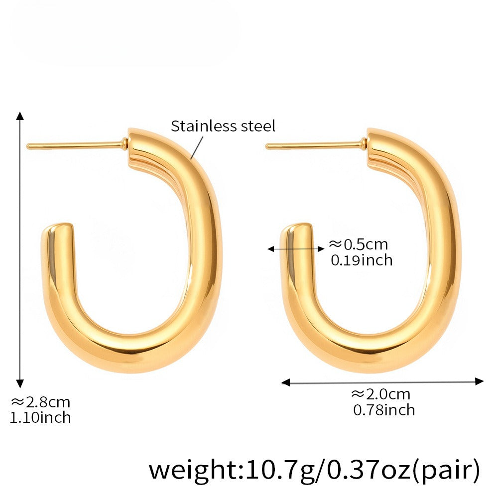 Planderful Ladies Genie Double Layer C Shaped Earrings 18K