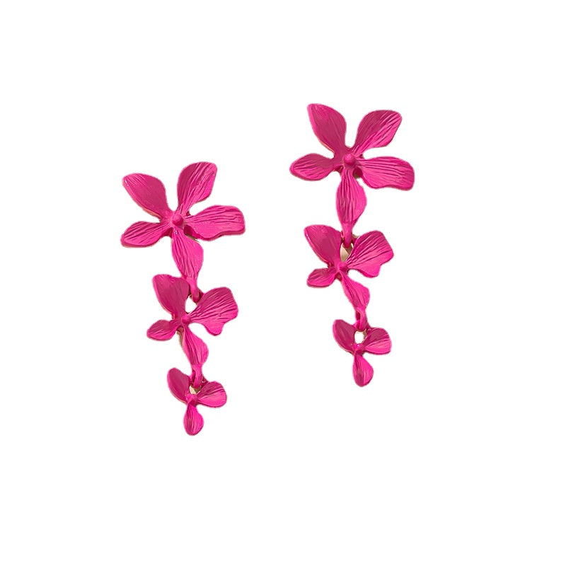 Exaggerated Irregular Flower Earrings with European Charm