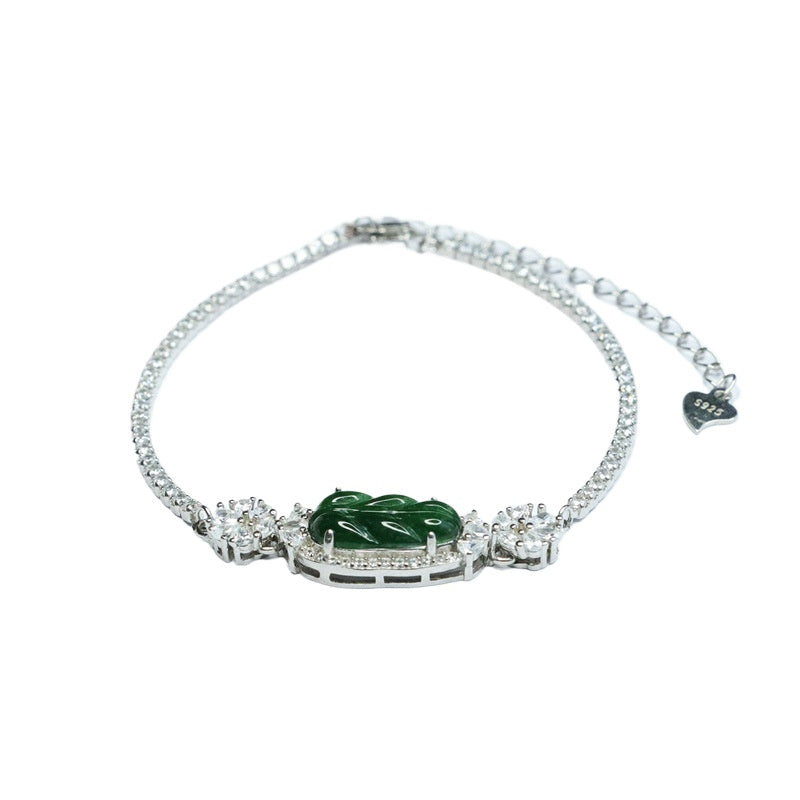 Green Jadeite Leaf Bracelet