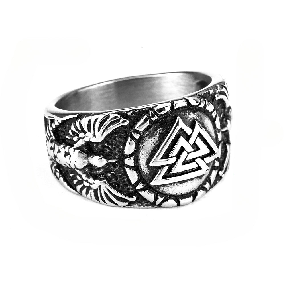Nordic Viking Triangular Rune Titanium Steel Ring Wholesale